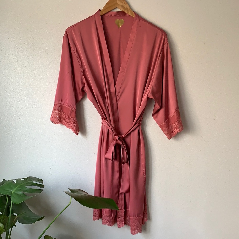 Blush satin robe